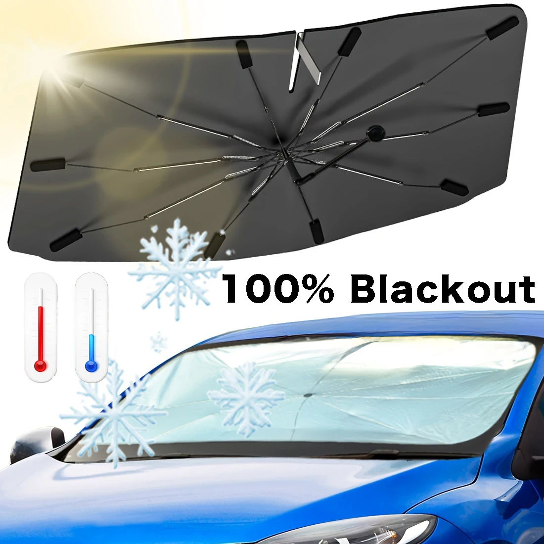 Car Sunshade Windshield Umbrella Foldable - Penutup Depan Mobil Lipat Serbaguna Praktis,
