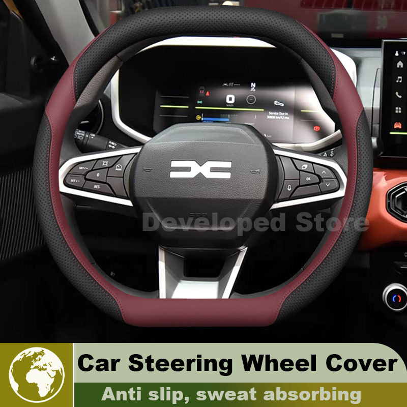 Car Steering Wheel Cover Anti Slip Breathable - Sarung Setir Mobil Kulit Untuk Dacia