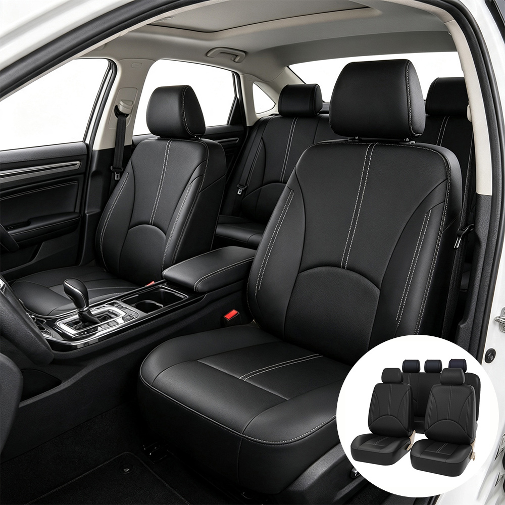Leather Car Seat Covers Full Set Universal - 5 Sarung Jok Mobil Set Lengkap
