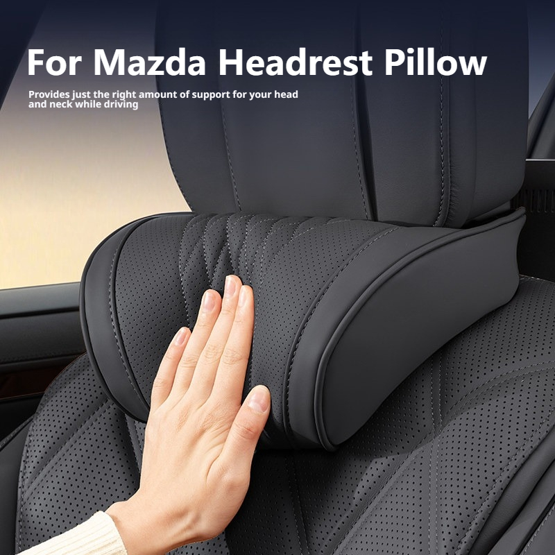 Memory Foam Car Neck Pillow Lumbar Support - Busa Memori Kulit Nappa, Bantal Leher