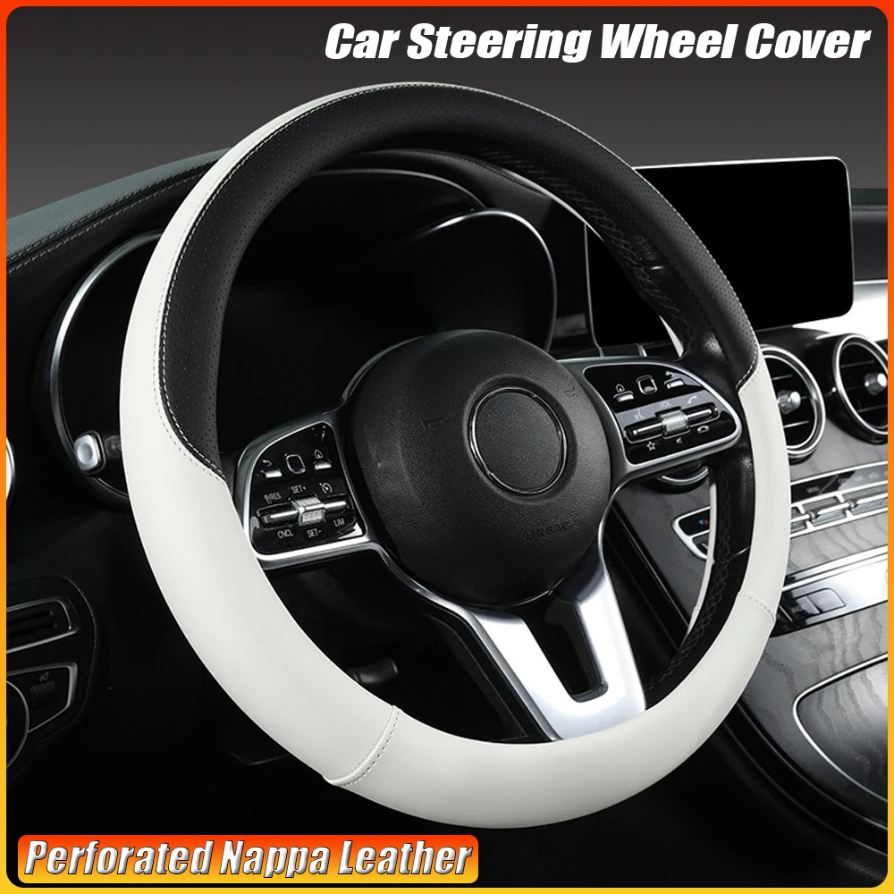 Car Steering Wheel Cover Anti Slip Breathable - Penutup Roda Kemudi Mobil Kulit Nappa
