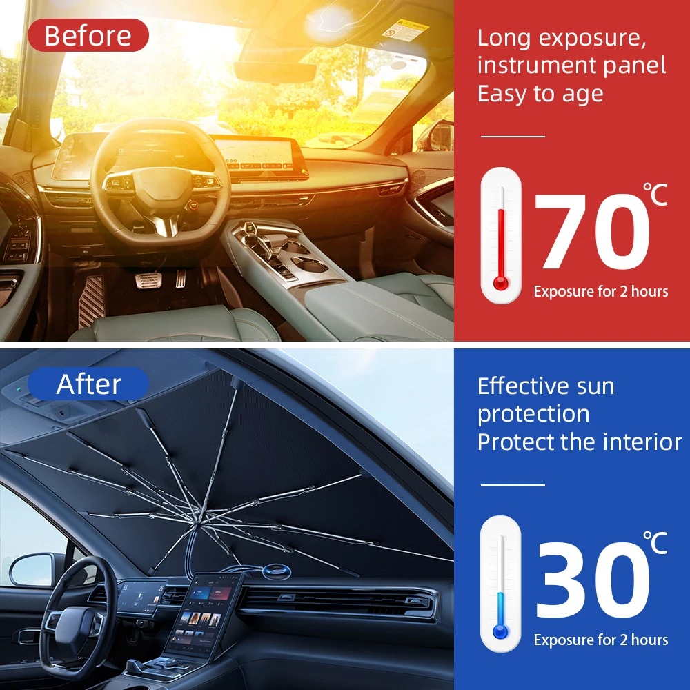 Kerai kaca depan mobil lipat,  - Car Sunshade Windshield Umbrella Foldable ulasan dan harga