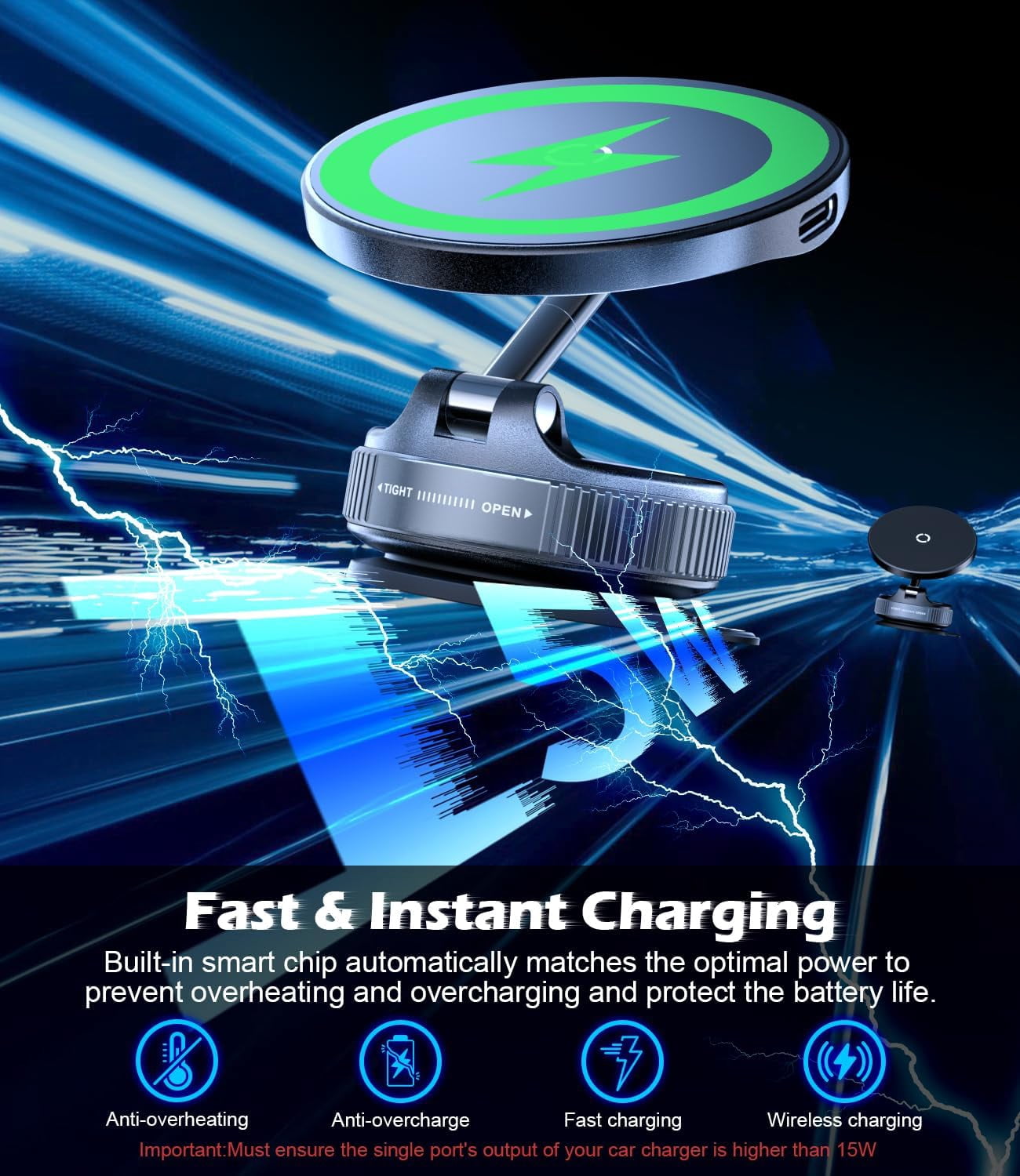 Pengisi Daya Nirkabel Cepat 15 - Wireless Car Charger Mount Fast Charging ulasan dan harga