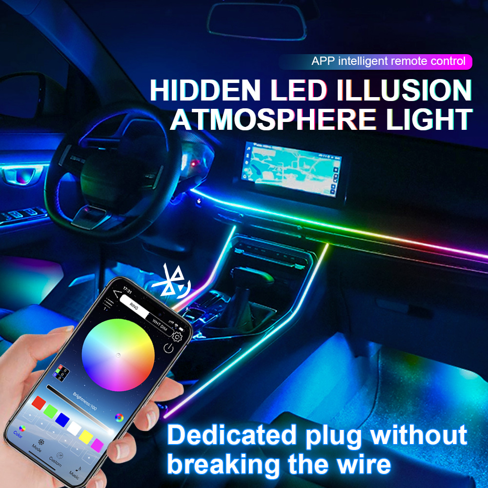 Lampu LED Interior mobil, lamp - Led Ambient Interior Car Lights App Control ulasan dan harga